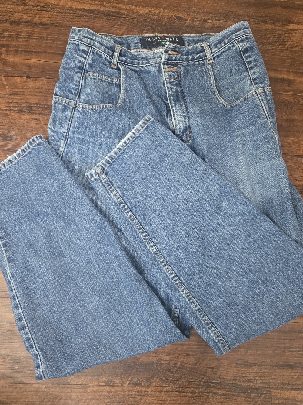 Vintage Guess Pascal Jeans Mens W 34 L34 Blue Loose Fit Tapered Leg